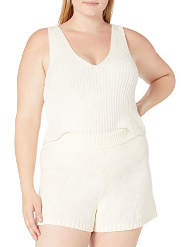 Image of The Drop Womens Sylvie Cotton Blend V-Neck Cropped Sweater Tank