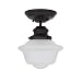 Ravenna Home Flush Mount Pendant Ceiling Light with Opal Glass Shade And LED Light Bulb - 7.75 x 7.75 x 10 Inches, Dark Bronze