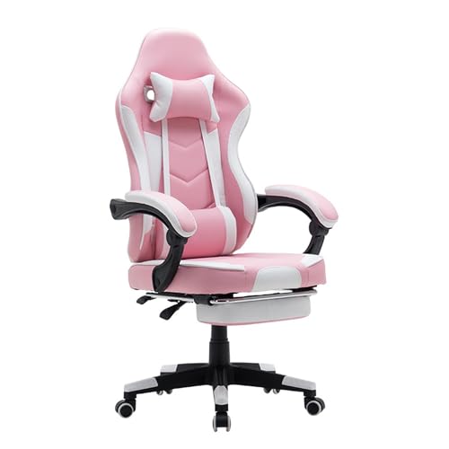 Silla ergonómica para videojuegos con reposapiés y soporte lumbar, giro de 360°, silla de computadora ajustable para oficina, dormitorio, sala de estudio, altura ajustable