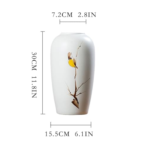 Vase céramique blanche oiseau pie porcelaine retro pour table salon