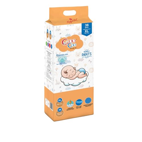 Image of Coo Coo By Mafatlal Extra Dry Baby Pull-Up Premium Diaper Pant, Size XL (Extra Large), 36 Count | 12-17 kg | Up to 12 Hrs Protection | Super Absorbent Core | Soft Elastic Waist | Leak Protection