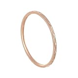 IFUAQZ Anillos apilables de acero inoxidable de 1 mm de grosor, plata brillante, oro rosa, para mujeres y niñas, Metal, Sin piedras preciosas