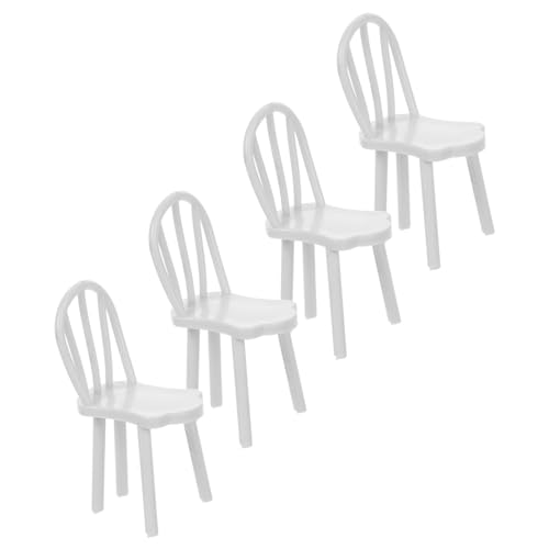 TOYANDONA Lot De 4 Chaises Miniatures en PVC Meubles De Maison De Poupée Décoratives Classiques Accessoires pour Maquettes Et Artisanat 1/25 Mini Meubles pour...