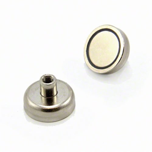 N42 Neodymium Pot Magnet with M5 Thread - 1 in. Dia x 5/8 in. Tall - 44.1lbs Pull (Pack of 10)