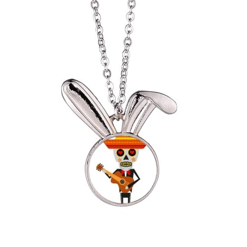 Collier lapin guitare pendentif animal musique pour femme et ado
