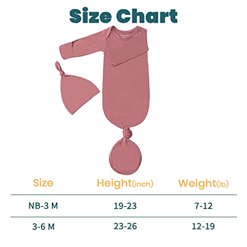 Image of Newborn Baby Knotted Gown, Super Soft Silky Infant Long Sleeve Sleeper for Baby Girl and Boy Sleeping Bag with Hat