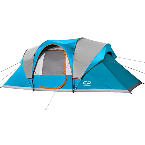 CAMPROS-CP-Tent-9-Person-Camping-Tents-2-Room-Water-Resistant-Family-Tent-with-Top-Rainfly-4-Large-Mesh-Windows-Double-Layer-Easy-Set-Up-Portable-with-Carry-Bag