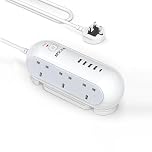 Mscien Extension Lead with USB Slots, 6 Way Sockets 5 USB(1 USB- C and 4 USB-A Port) with 1.8 Metres Extension cord, 3250W Overload Protection, Security Surge Protection Plug Extension Socket