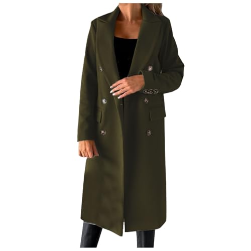 Veste femme mi-saison : manteau long en fausse laine élégant avec ceinture
