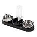 Gralara Triple Cat Bowls Wet and Dry Food Bowl Detachable Food and Water Bowls Set Raised Cat Dish for Rabbit Hamster Small Dogs, Black
