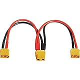 XMSJSIY XT60 Y Splitter Buchse auf 2 Stecker Adapter Paralleler Batterieanschluss Verlängerungskabel Kabel 12AWG für Multirotors RC LiPo Akku
