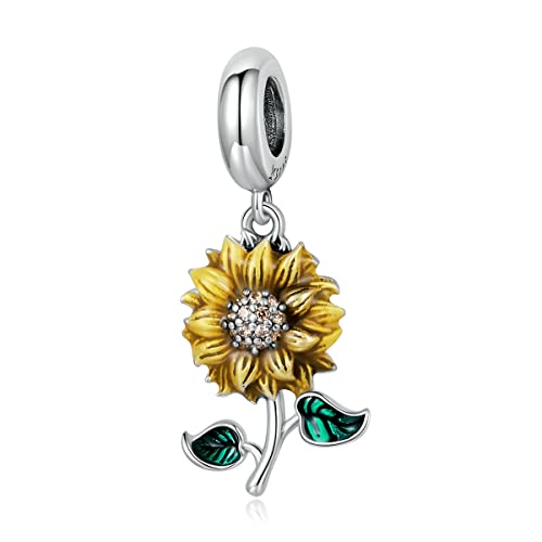 Sunflower Charms Sterling Silver Beads fit Pandora Bracelet You are My Sunshine Charms Pendant Necklaces Jewelry for Women Mom Wife