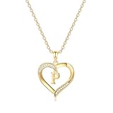 TINGN Collar con inicial de oro para mujer, collares personalizados con corazón con inicial A-Z, joyería con letras, regalos para mujeres, esposa, regalo personalizado de aniversario, regalos de