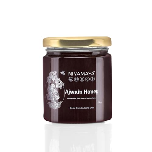 NIYAMAYA Pure Ajwain Honey 250 gm | Unprocessed Natural Raw honey No Sugar Added No Additives Or Preservatives