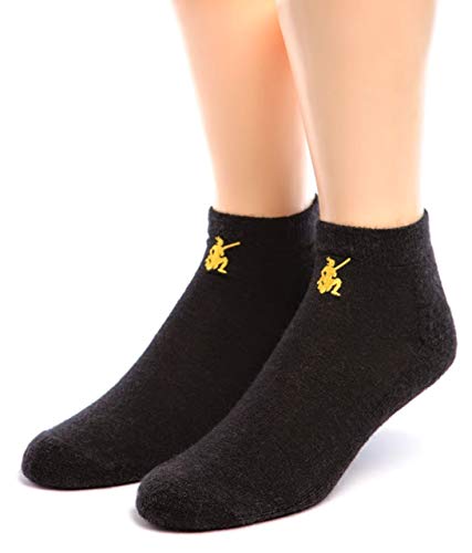 Warrior Alpaca Socks - Unisex Non-Skid Yoga Crew Alpaca Wool Sock - Ankle High (Black Medium)