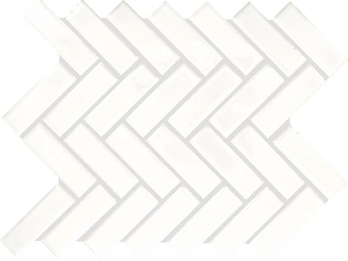 1x3 High Gloss Polished Finish White Herringbone Porcelain Mosaic Tile