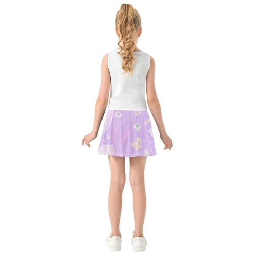 Athletic Shorts Girls Skorts Toddler Tennis Skirts Floral Cheer Skirt Elegant Swans Purple 3t4
