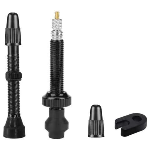 2 Pcs Tubeless Presta Valves, 44mm Universal Presta Valve Core, with Valve Cap Dust Covers and Valve Core Remover Tool For Tubeless Road & MTB Bike Works w/Stan's, Vittoria, Continental, Kenda & MORE Cover