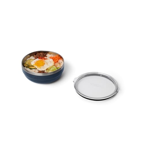 Image of YETI Rambler Low Bowl, Vacuum Insulated, Stackable and Nestable Stainless Steel Bowl with Lid, 1.6 Quart, Navy