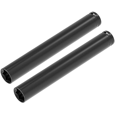 FOCMKEAS 2 Pcs 1/2 Inch Drive by 24mm(15/16-Inch) Deep Impact Socket, Heat-Treated CR-V Steel 8 Inch Length, 6-Point Metric Sizes Cover