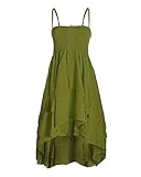Vishes Damen 2in1 Sommerkleid-Rock | Olive | Flexibel als Spaghettiträger-Kleid oder Rock tragbar | 100% Baumwolle I Ideal für Frühjahr & Sommer I Nachhaltige Alternative Bekleidung