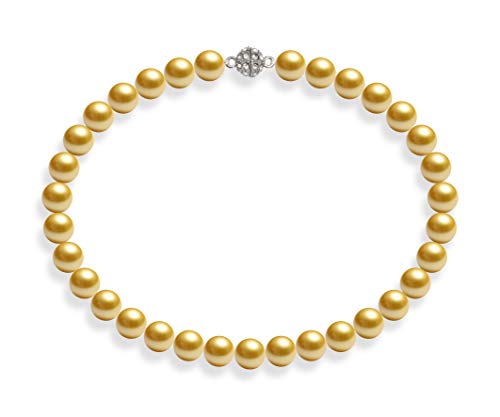 Preisvergleich Produktbild Schmuckwilli Südsee Tahiti Damen Muschelkernperlen Perlenkette Gold Magnetverschluß echte Muschel 45cm dmk2013-45 (12mm)