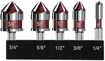 5-teiliges Senkbohrer-Set – 1/4, 3/8, 1/2, 5/8, 3/4 Zoll, 82°, Für Holz, Metall & Kunststoff