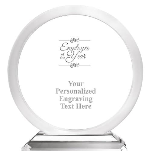 Crown Awards Personalized Crystal Trophy, 6 3/4" Engraved Employee of The Year Grandeur Crystal Award Prime