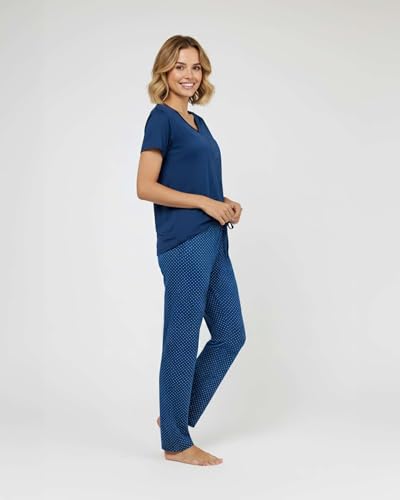 Image of Real Essentials 2 Pack: Women's Comfy Pajama Sets - Short Sleeve Ladies Loungewear Sleepwear PJs (Available In Plus)