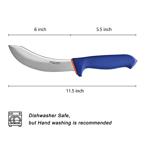 BOLEXINO 6 Inch Professional Skinning Butcher Knife With Non-Slip SoftGrip, Sharp & Solid For Separating Skin From Meat, For Home Kitchen Slaughterhouse & Restaurant, X50CrMoV15 German Steel
