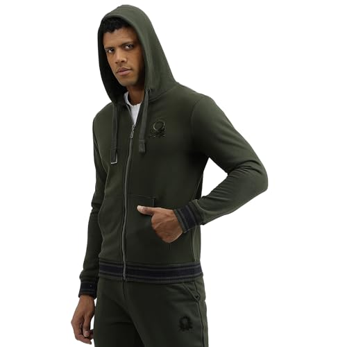 Image of United Colors of Benetton Regular Fit Hooded Neck Solid Pattern Sweatshirt