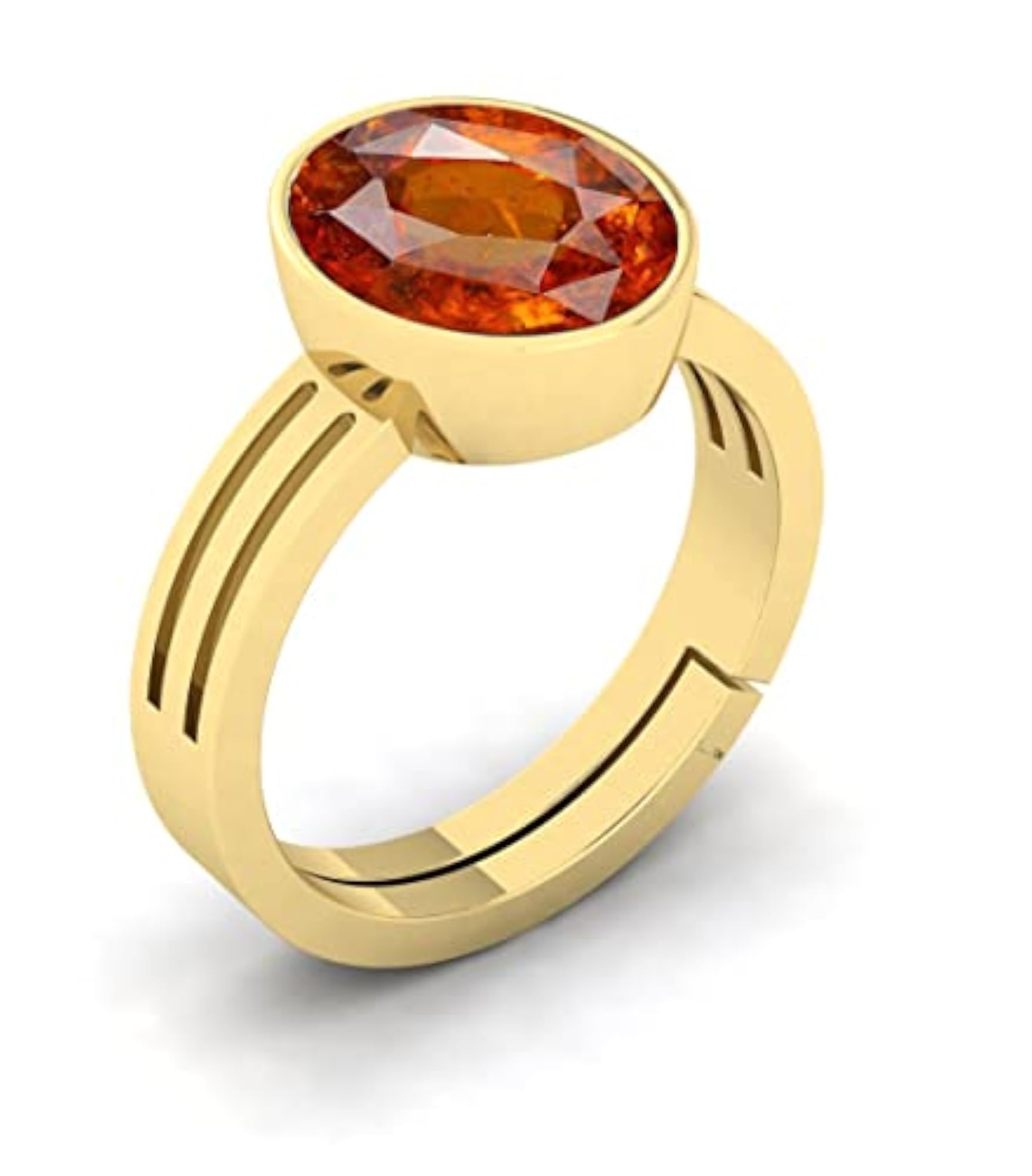 Women's Gold Plated Adjustable Hessonite Garnet Gomed Ring