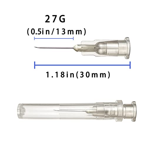 Image of 100Pack 27 Gauge 1 /2 inch Needles Luer Lock for Refilling Ink | Individually Packaged