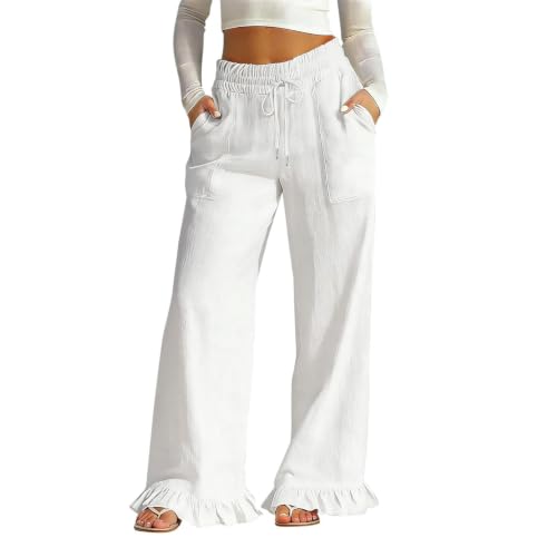 Pantalon en lin avec poches fluide et ample pour un confort estival sans effort
