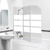 Monucep Mampara de ducha para bañera de 120 x 140 cm, protección contra