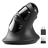 MicroPack Ergonomic Mouse, Vertical Wireless Mouse with USB A & Type-C Receiver, Ergo Design Reduces