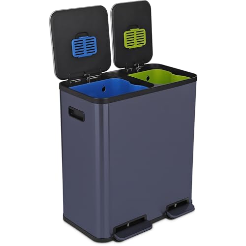 70 Liter / 18.5 Gallon Rectangular Hands-Free Dual Compartment Re...