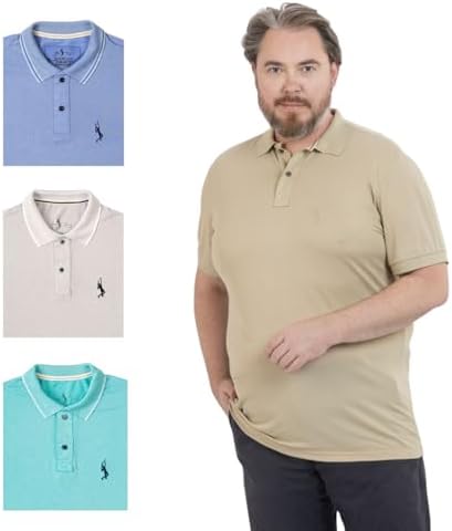 Kit 4 Camisa Polo Básica Piquet Viscose Jacquard Ponto John Pull ...