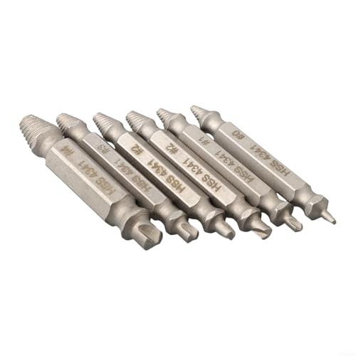 6-teiliges Schraubenausdreher-Set für gebrochene Schrauben und beschädigte Schrauben – Hochgeschwindigkeitsstahl-Umkehrbohrer für einfaches Entfernen von Bolzen – professionelles Werkzeug