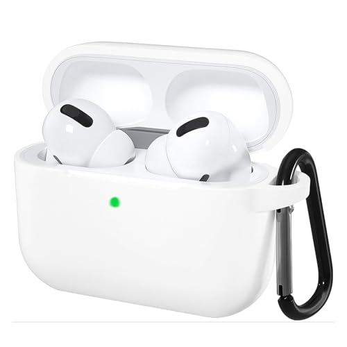 SOVITA �Ή� AirPods Pro 3 �P�[�X �t��V���R���f�� �y�� �L�Y�h�~ �X���� �ϏՌ� �h�o �����h�~ �_�炩�� LED�� ���C�����X�[�d�Ή� �J���r�i�t��(�z���C�g)
