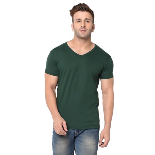 Image of JANGOBOY Men's V Neck Half Sleeve Cotton Blend T-Shirt (Pack of 1)
