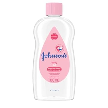 Johnson's Baby Olio, Olio corpo idratante per pelli delicate, Olio neonato nutriente ideale per il massaggio quotidiano, Olio Johnson's Baby Oil per bambini e adulti, senza coloranti e alcol, 300 ml
