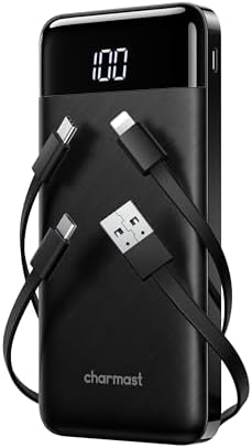 Charmast Power Bank with Built in Cables, 10000mAh USB C Battery ...
