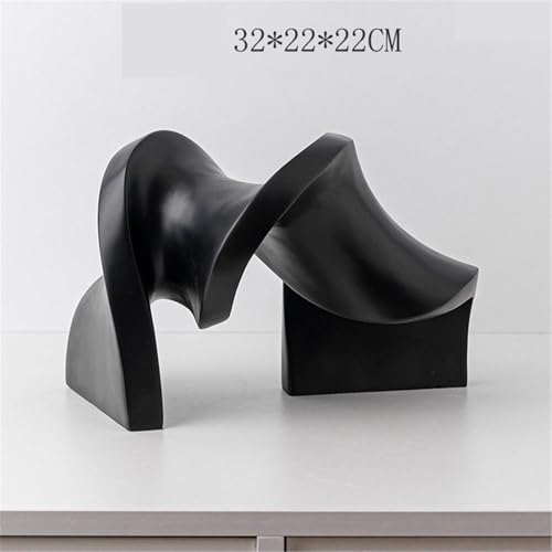 Sculpture décorative pour salon moderne : statue abstraite noire en résine créative