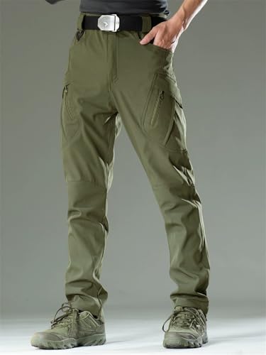 Clovetrend - Tactical Waterproof Pants Men Hiking Cargo Multi Pockets Stretch Quick Dry Work Pants Relaxed Fit No Belt4