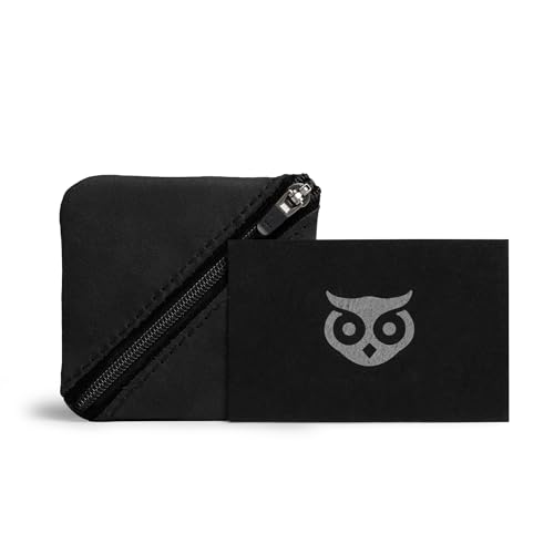 Image of Hide & Drink, Slash Zippered Pouch, Change Holder, and Storage for Pocket and Purse Organization with Zipper, Full Grain Leather, Handmade (Charcoal Black)