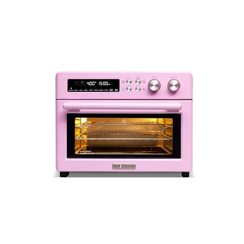 Image of VAL CUCINA Retro 26.3 QT Infrared Heating Air Fryer Toaster Oven, Extra Large Countertop Convection Oven 10-in-1 Combo, 6-Slice Toast, Enamel Baking Pan Easy Clean with Recipe Book