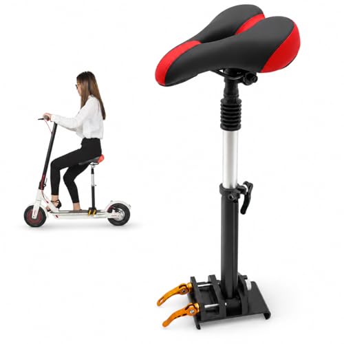 Chensyo Asiento de scooter eléctrico para adultos, asiento para scooter eléctrico de 14 cm a 15,5 cm, bordes curvos, tablas de pies, altura ajustable de 45 a 65 cm, accesorio de asiento para adultos