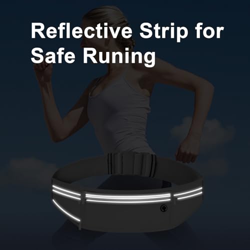 Image of Slim Running Belt for Women Men,Runners Fanny Pack Phone Holder,Money Belt,Running Gear Accessories,with 3 Pockets (Gray)
