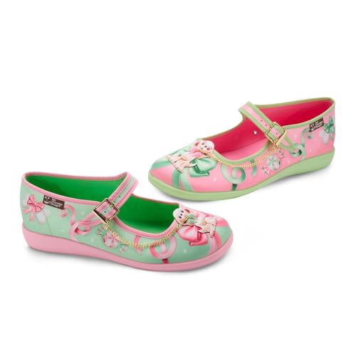 Image of Hot Chocolate Design Whimsical Women's Mary Jane Flats | Adjustable Buckle Strap, Round Closed Toe, Cushioned Insole, Vegan Textile, Lightweight All-Day Wear